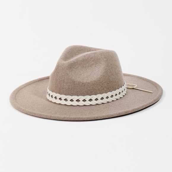 Accessories - SOLD OUT Gray Bohemian Braided Strap Flat Brim Fedora Hat